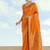 Orange faux banarasi satin silk saree with zari border and butti work