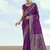 Purple faux banarasi satin silk saree with zari border and butti work