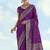 Purple faux banarasi satin silk saree with zari border and butti work