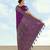 Purple faux banarasi satin silk saree with zari border and butti work