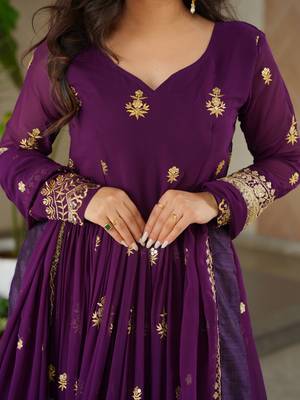 Gorgeous Purple Sequins Embroidered Georgette Gown With Dupatta 6
