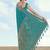 Turquoise faux banarasi satin silk saree with zari border and butti work