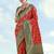 Red faux banarasi silk saree with zari woven design