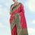 Rani pink faux banarasi silk saree with zari woven design