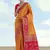 Orange faux banarasi silk saree with zari woven design