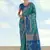 Turquoise faux banarasi silk saree with zari woven design