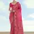 Rani pink faux banarasi satin silk blend saree with patola work