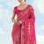 Rani pink faux banarasi satin silk saree with patola work