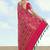Rani pink faux banarasi satin silk saree with patola work