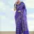 Navy blue faux banarasi satin silk saree with patola work