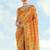 Mustard faux banarasi satin silk saree with patola work