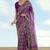 Purple faux banarasi satin silk saree with patola work