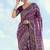 Purple faux banarasi satin silk saree with patola work