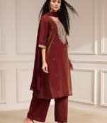 Art Silk Embroidery Sequence Work Salwar Suit Set Kurta Pant with Dupatta For Women