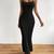 black polyester maxi dress with slim fit bodycon design