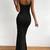 black polyester maxi dress with slim fit bodycon design