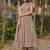 Beige reyon digital print designer gown for festive