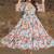 Off white reyon digital print designer gown for festive