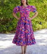 Multi color reyon digital print designer gown for festive