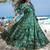 Green reyon digital print designer gown for festive