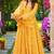 Yellow georgette digital print designer gown for festive