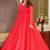 Red georgette digital print designer gown for festive
