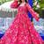 Pink georgette digital print designer gown for festive