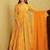 Yellow georgette digital print designer gown for festive