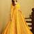 Yellow georgette digital print designer gown for festive