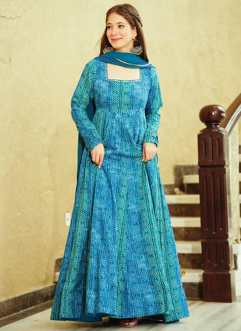 Rama georgette digital print designer gown for festive