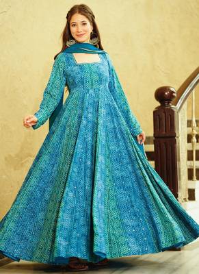 Rama georgette digital print designer gown for festive 2