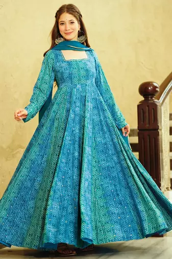 Rama georgette digital print designer gown for festive