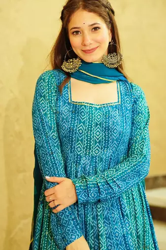 Rama georgette digital print designer gown for festive