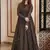 Coal black muslin digital print indowestern gown for wedding