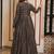 Coal black muslin digital print indowestern gown for wedding