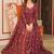 Maroon muslin digital print indowestern gown for wedding