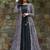 Black muslin digital print indowestern gown for wedding