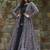 Black muslin digital print indowestern gown for wedding