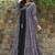 Black muslin digital print indowestern gown for wedding