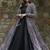 Black muslin digital print indowestern gown for wedding