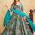 Sky blue reyon digital print designer gown for festive