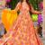Multi color reyon digital print designer gown for festive