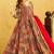 Red reyon digital print designer gown for festive