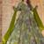 Green reyon digital print designer gown for festive