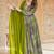 Green reyon digital print designer gown for festive