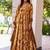 Mustard reyon digital print designer gown for festive