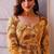 Mustard reyon digital print designer gown for festive