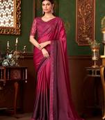 Pink Art Silk Embroidery With Sequence Work Ombre Style Saree with Unstitched Blouse 