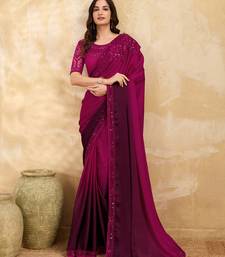 Pink Art Silk Embroidery With Sequence Work Ombre Style Saree with Unstitched Blouse 