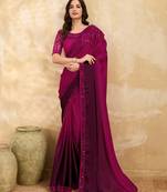 Pink Art Silk Embroidery With Sequence Work Ombre Style Saree with Unstitched Blouse 